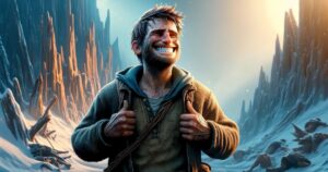 Imagem representando a expressão 'Grin and Bear it', com um personagem sorrindo bravamente em uma situação desafiadora. Simboliza perseverança e resiliência, perfeita para conteúdo relacionado a superação de obstáculos, saúde mental e otimismo diante das adversidades.